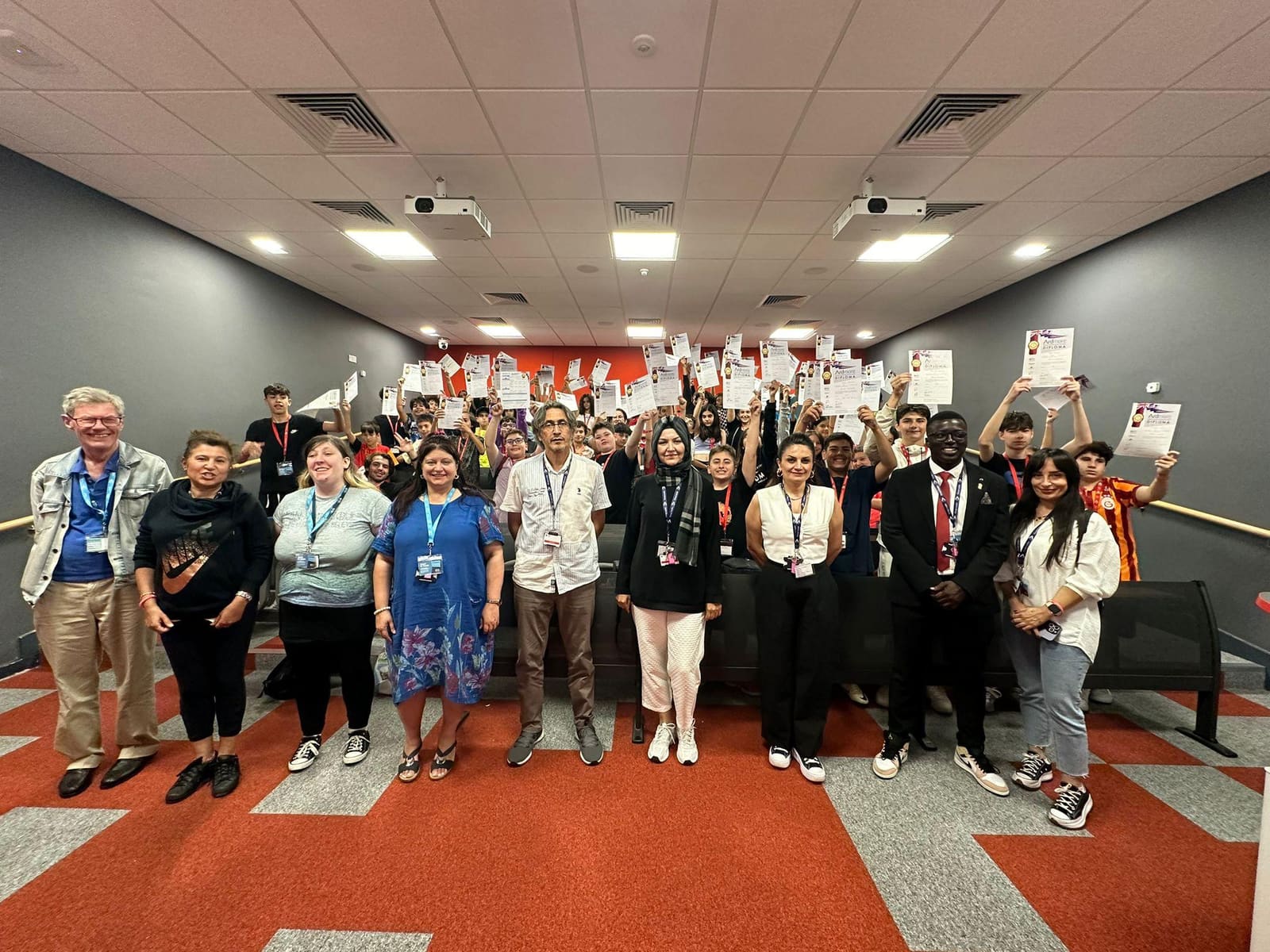 Students celebrating their exam preparation diplomas